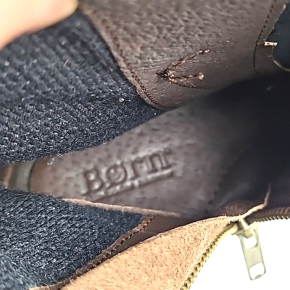 Born Kore Nubuck Leather & Wool Brown Buckle Detail Side Zip Mid Calf Boot - Picture 12 of 16